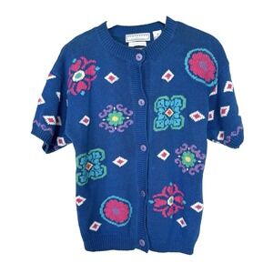 Vintage 90s Northern Isles Cardigan Womens Medium Coastal Grandma Cottagecore